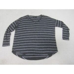 Well Worn Shirt Womens Medium Black White Striped Long Sleeve Soft Casual‎